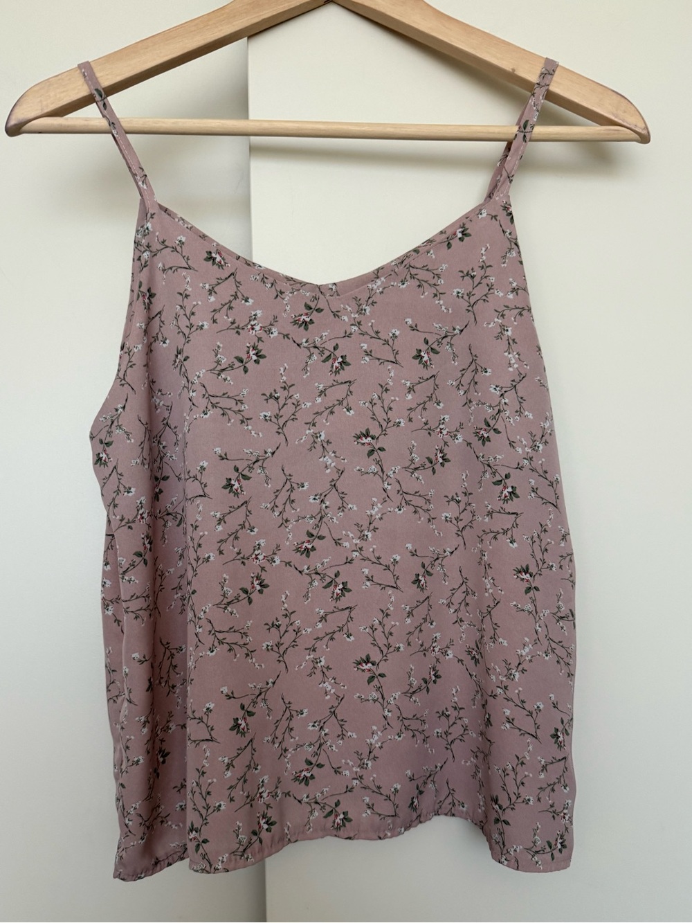 Dusty Pink Floral Spaghetti Strap Cami Tank M Laura Ashley Prairie Cottagecore